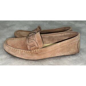 PIERO MASETTI Loafers Nude Pink Suede Leather Moccasins Shoes Size 38/US 7.5